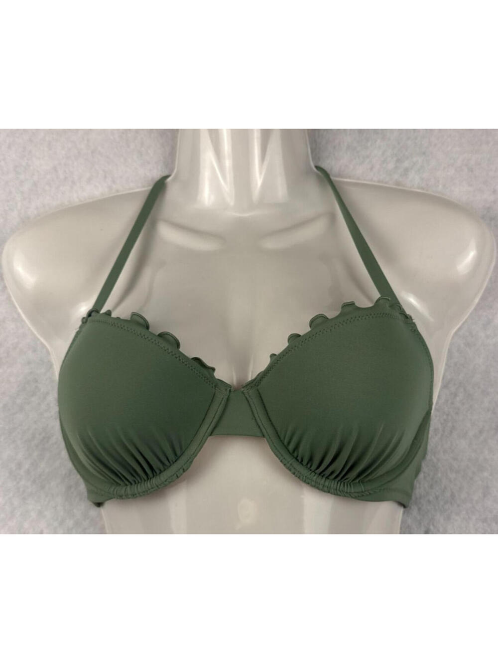 Womens‎ Small 34 B Olive Green Underwire Ruffled Bikini Top NWT